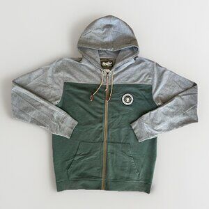 HOWLER BROS Full-Zip Hoodie Sweatshirt Men's Size Medium Green/Grey Color Block
